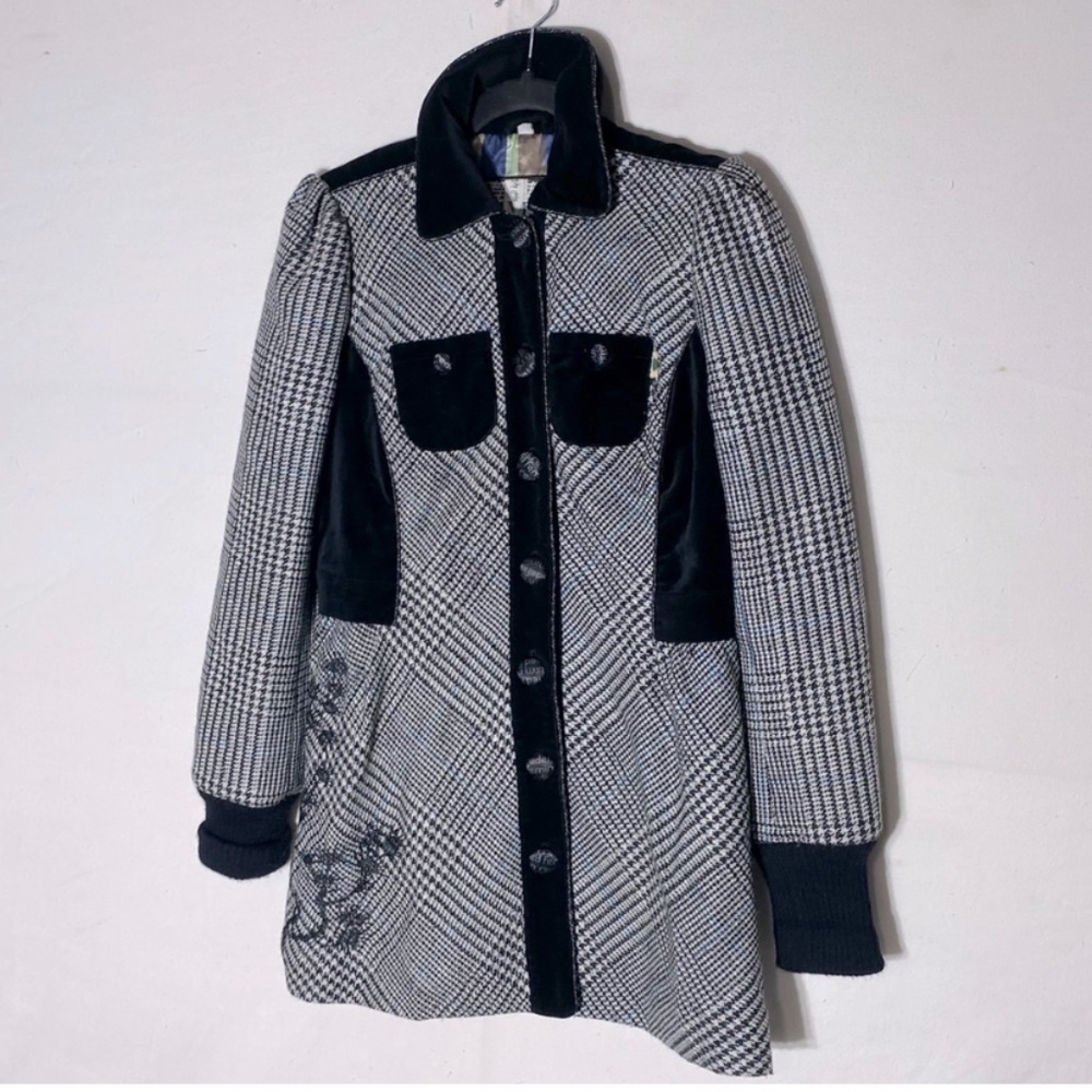 St. Martins Black & White Houndstooth Button Up Jacket S
